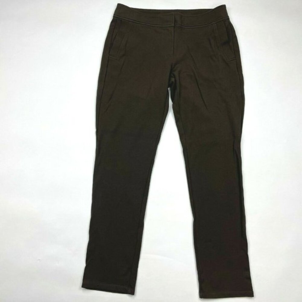 Eileen Fisher Heavy Viscose Blend Pants Zip Closure Stretch Pocket Brown Women S